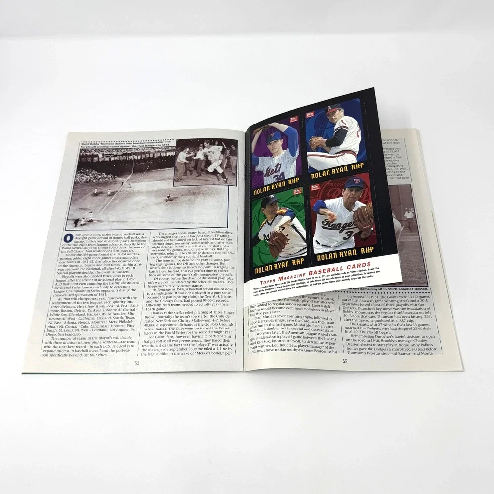 Topps Magazine Fall 1993 Issue 16 Nolan Ryan 5 Cards Intact Jumbo RC Reprint